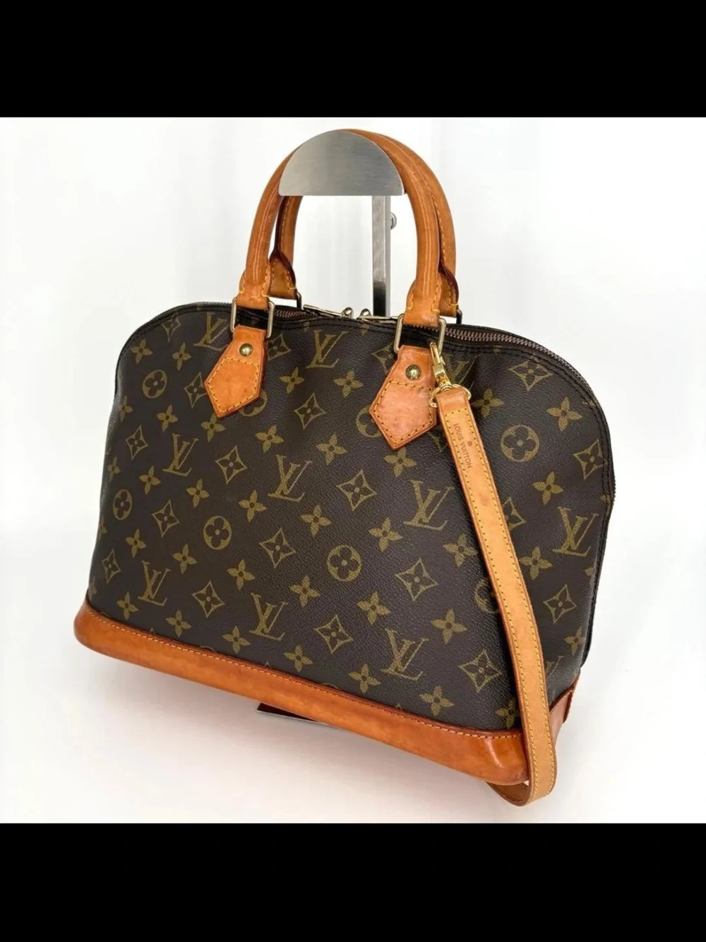 Louis Vuitton Monogram Canvas Satchel with Tan Vachetta Accents